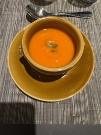 top view of orange soup