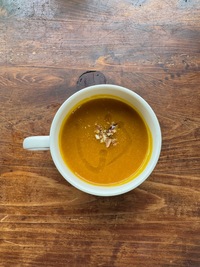 top view of a cup of soup